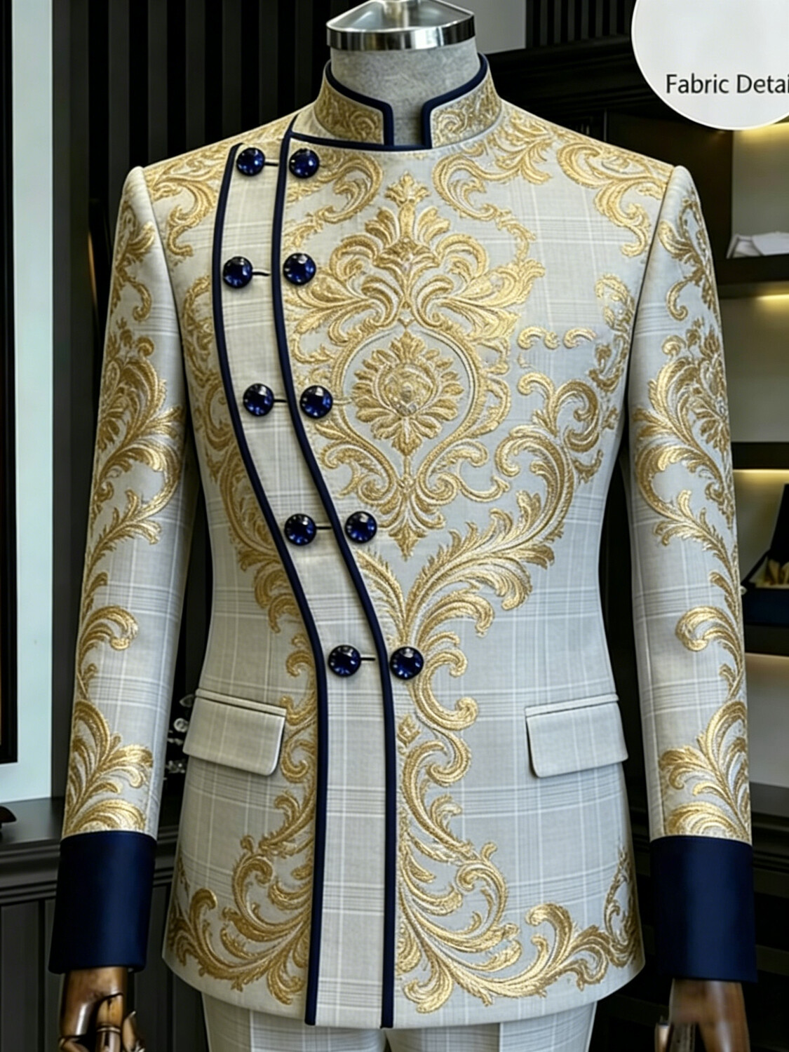 Mens Grooming Kit Luxury - Men Luxury Gold Print Suit Jacket