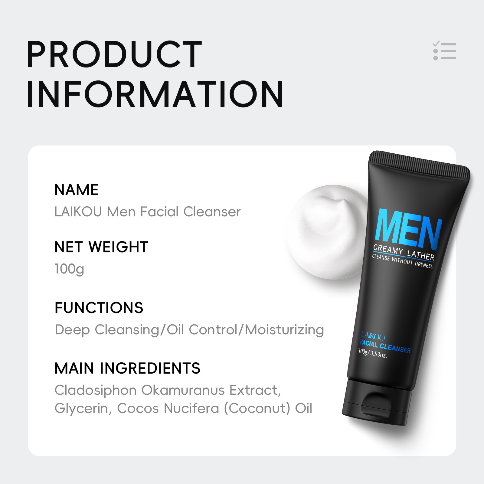 LAIKOU Men Face Wash 100g Deep - Men'S Grooming Facial review and price